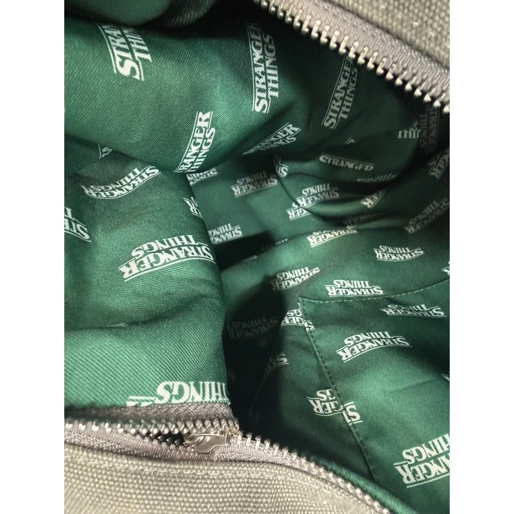Stranger Things Hawkins High School Duffle Bag TV Show Preowned Flaws Gray Green